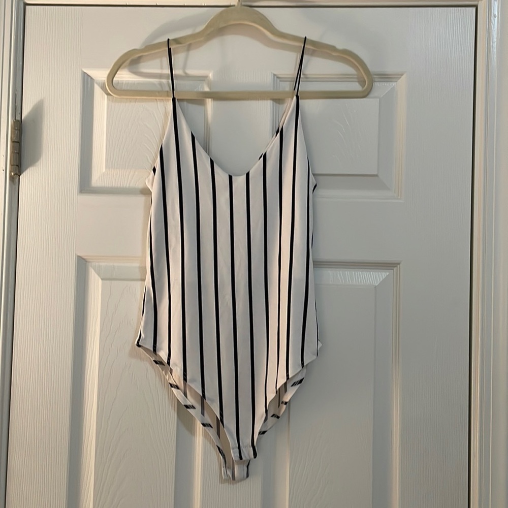 Black and white striped Gaze snap one piece top. Size S.